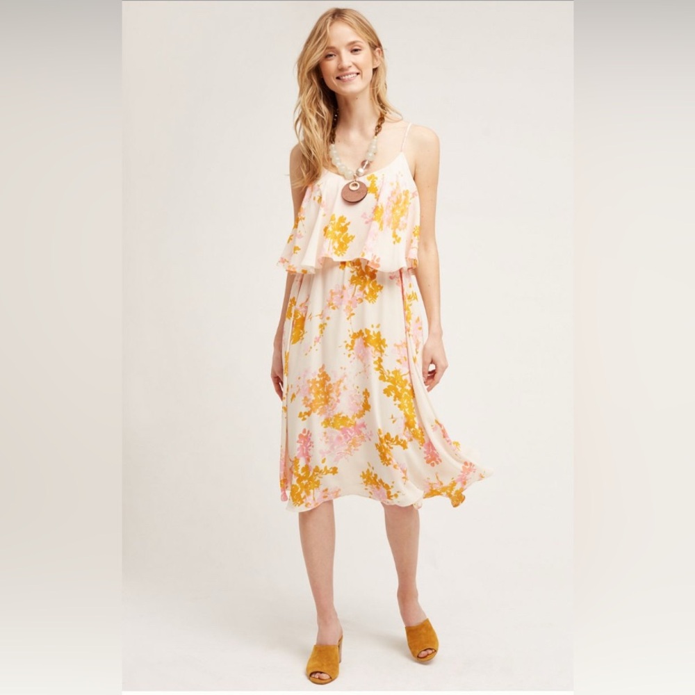 Anthropologie Paper Crown Magnolia Midi Dress
